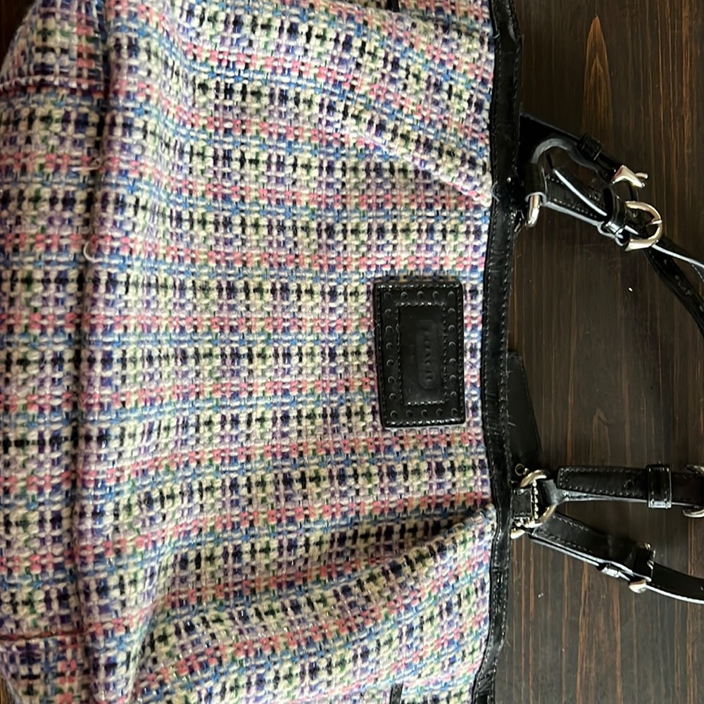 Coach No F1126-F17699 Tweed Multicolor Tote